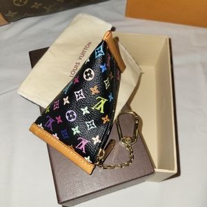 ♥️ LOUIS VUITTON MULTICOLOR NOIR BERLINGO COIN CASE RARE EXCELLENT